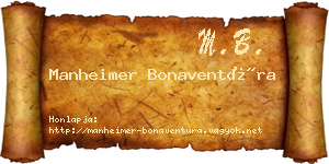 Manheimer Bonaventúra névjegykártya